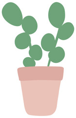 Potted Succulent Plant | Vector House Plant | Leafy Illustration | Minimalist Leaves In Pot