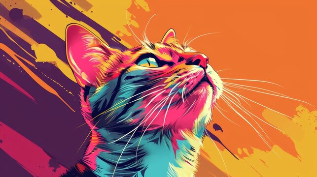 Vibrant cat illustration