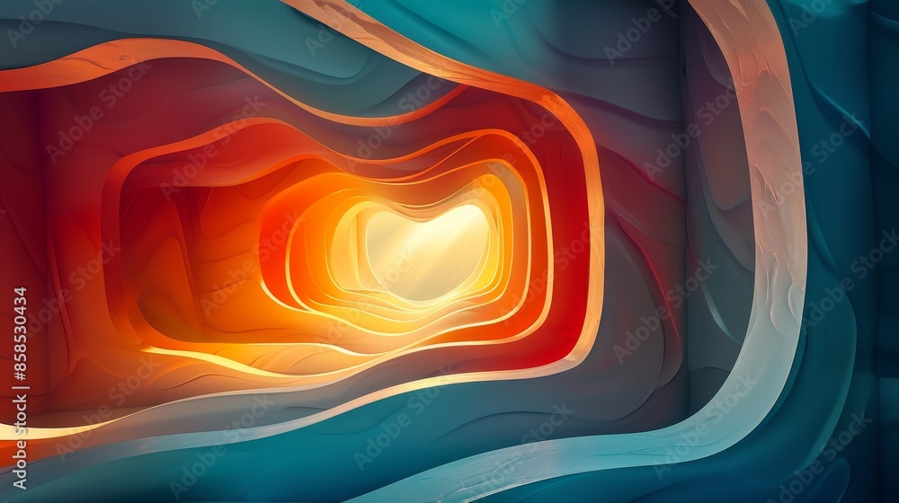 Poster abstract three-dimensional frame in warm colors