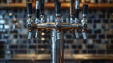 Polished beer taps ready for pouring
