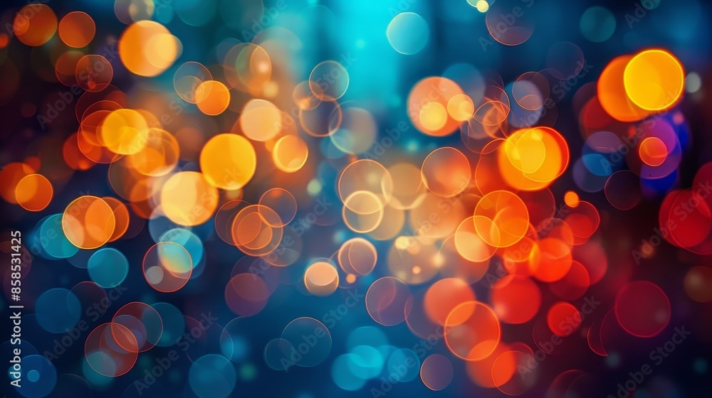 Poster abstract bokeh background with warm and cool colors