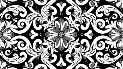 Black and white floral pattern for textile and ceramic