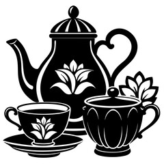 teapot and cups