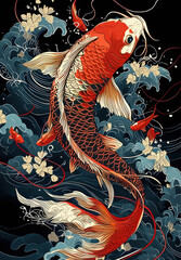 koi fish that is swimming in the sea