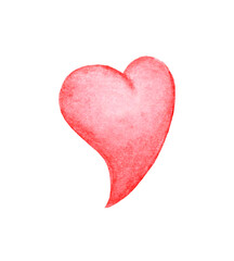 Red Heart illustration isolated on white background. Hand painted watercolor heart
