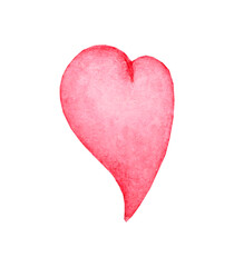 Red Heart illustration isolated on white background. Hand painted watercolor heart