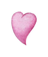 Purple Heart illustration isolated on white background. Hand painted watercolor heart