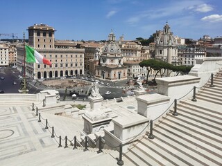 view from the steps of the monument to the center of Rome