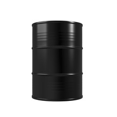 Black oil barrel. Transparent background. 3d illustration.