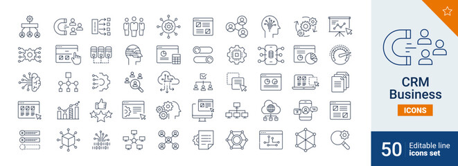 CRM icons Pixel perfect. Business, marketing, system, ...	
