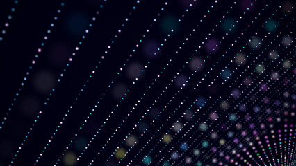 Digital style texture of dots. Futuristic background. Particle pattern or broken backdrop. Big data visualization. 3D rendering.