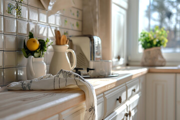 Bright Kitchen with Lemon Decor and Sunlight