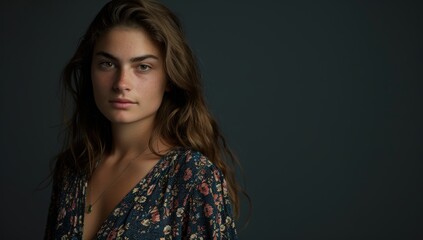 Middle age beautiful business woman wearing glasses standing over isolated gray background looking to side, relax profile pose with natural face and confident smile.
