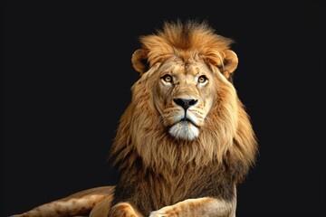 Lion king isolated on black   Portrait Wildlife animal  Lion king isolated on black