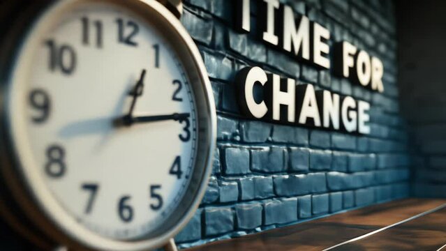 3D Clock Indicating Time for Change, Conceptual Image for Transformation and New Beginnings