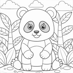Fototapeta premium Adorable Panda Coloring Page for Kids and Adults to Enjoy