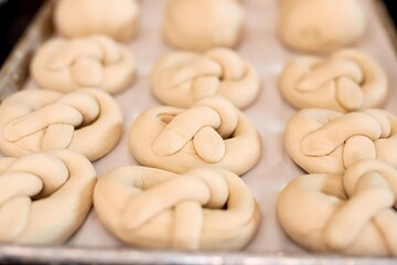 Pretzels ready for baking