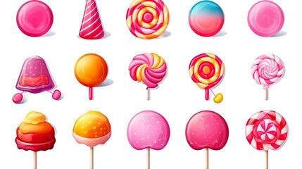 Colorful Collection of Delicious Candy Illustrations on Transparent Background - Perfect for Celebrations, Parties, and Sweet Treats