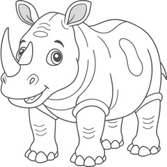 Naklejka premium Adorable Rhinoceros Coloring Page for Kids and Adults to Enjoy