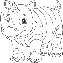 Fototapeta premium Adorable Rhinoceros Coloring Page for Kids and Adults to Enjoy