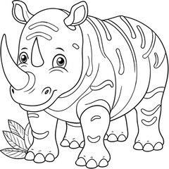Fototapeta premium Adorable Rhinoceros Coloring Page for Kids and Adults to Enjoy