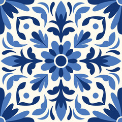 Ceramic tile designed in Turkish style. Seamless colorful Azulejo tiles. Elements of Portuguese and Spanish decor. Featuring Islamic, Arabic, Indian, and Ottoman motifs. Hand-drawn vector illustration