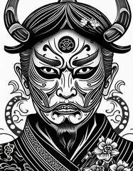 Naklejka premium ilustración de personaje demoniaco con estilo de arte japonés 15