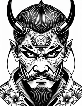 ilustraci&oacute;n de personaje demoniaco  con estilo de arte japon&eacute;s 14