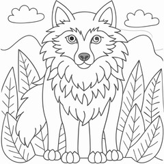 Adorable Wolf Coloring Page for Kids and Adults to Enjoy

