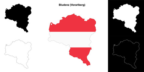Fototapeta premium Bludenz blank outline map set