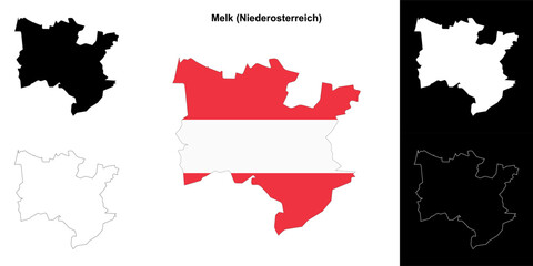 Fototapeta premium Melk blank outline map set