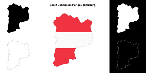 Sankt Johann im Pongau blank outline map set