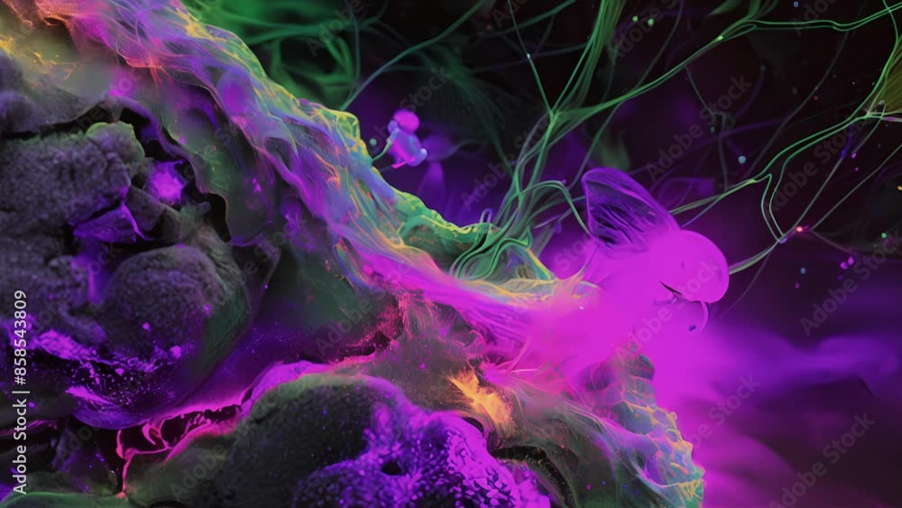 Poster a animation of a developing brain highlighting the complex and dynamic processes involved in neuroge