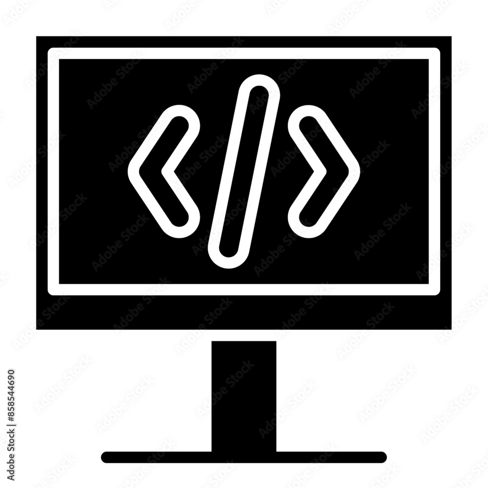 Wall mural coding solid icon vector for mobile app, website, logo and presentation design.