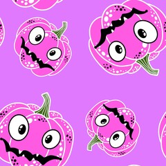 Halloween pumpkins seamless monsters pattern for wrapping paper and fabric