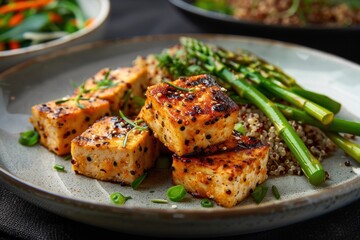 Grilled Tofu With Asparagus and Quinoa
