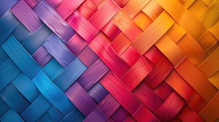 Fototapeta premium Vibrant Gradient Tile Pattern: Colorful Woven Texture