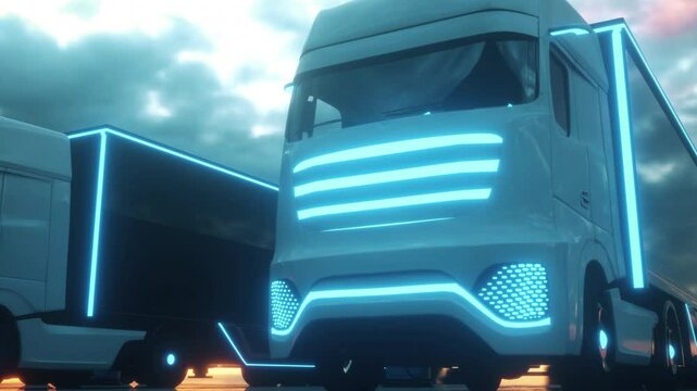 Electric Trucks charging at logistics center