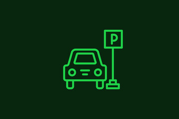  Vector parking illustration in flat design style, geometric car park icon