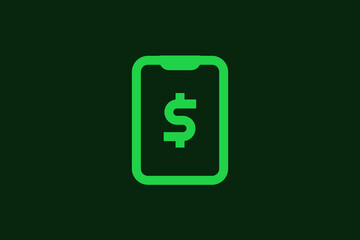 Obraz premium Geometric digital money icon. Vector illustration mobile money in flat design.