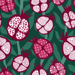 Abstract fruit seamless pomegranate pattern for wrapping paper and fabrics