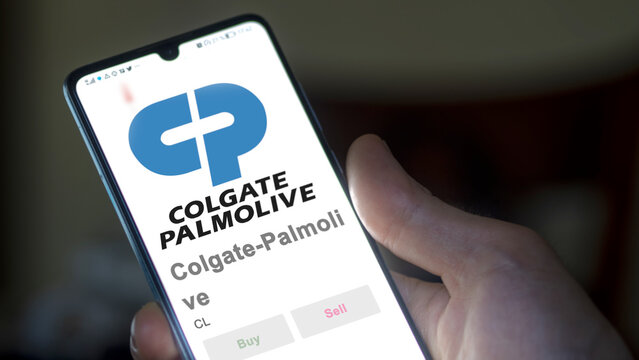 April 09th 2024 , New York City, New York. Close up on logo of Colgate-Palmolive on the screen of an exchange. Colgate-Palmolive price stocks, $CL on a device.