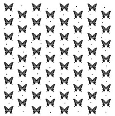 Butterfly pattern. Fashionable design illustration. Black and white