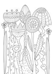 abstract flower made from lines for coloring. Flower coloring book. vector illustration.