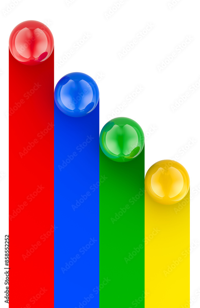 Aufkleber leader concept from colored balls, abstract. 3d rendering isolated on transparent background