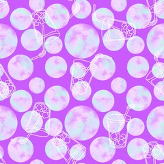 Summer drink seamless cocktails cartoon ice pattern for wrapping paper