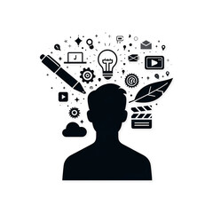 mindful brainstorm Icon for content creation subject minimalistic idea authentic storytelling clipart overlay png isolated on transparent background