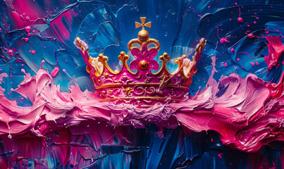 Vibrant Abstract Illustration of a Royal King Crown in a Creative Colorful Artistic Style