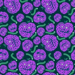 Halloween monsters fruit seamless apples pattern for wrapping paper and fabrics