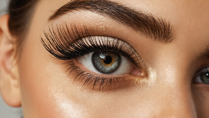 Naklejka premium Beautiful female eye with eyelashes and makeup